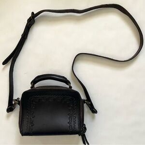 Cut N’ Paste Black Leather Mini Crossbody Bag